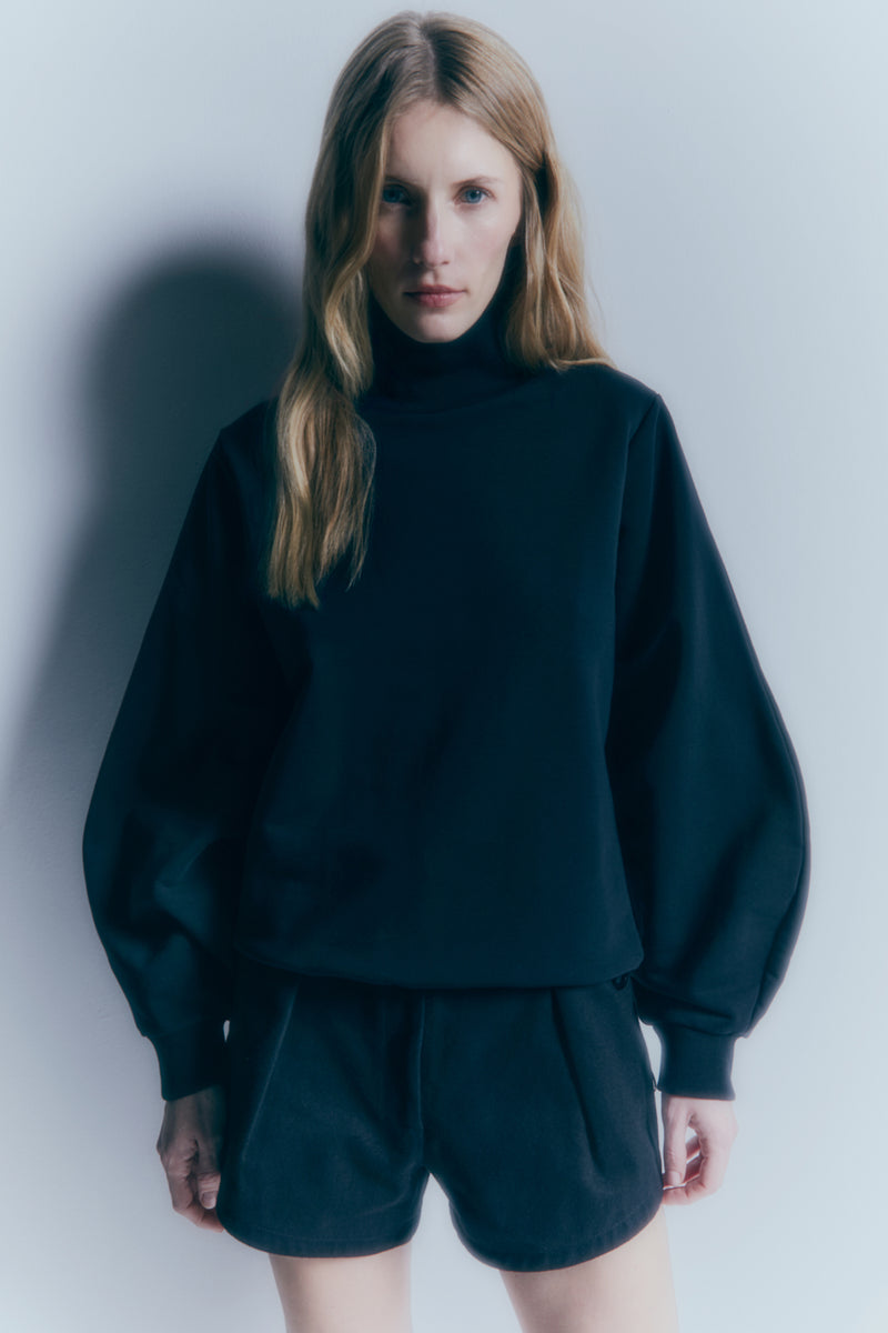 Venus Noir cotton sweatshirt with decorative sleeves