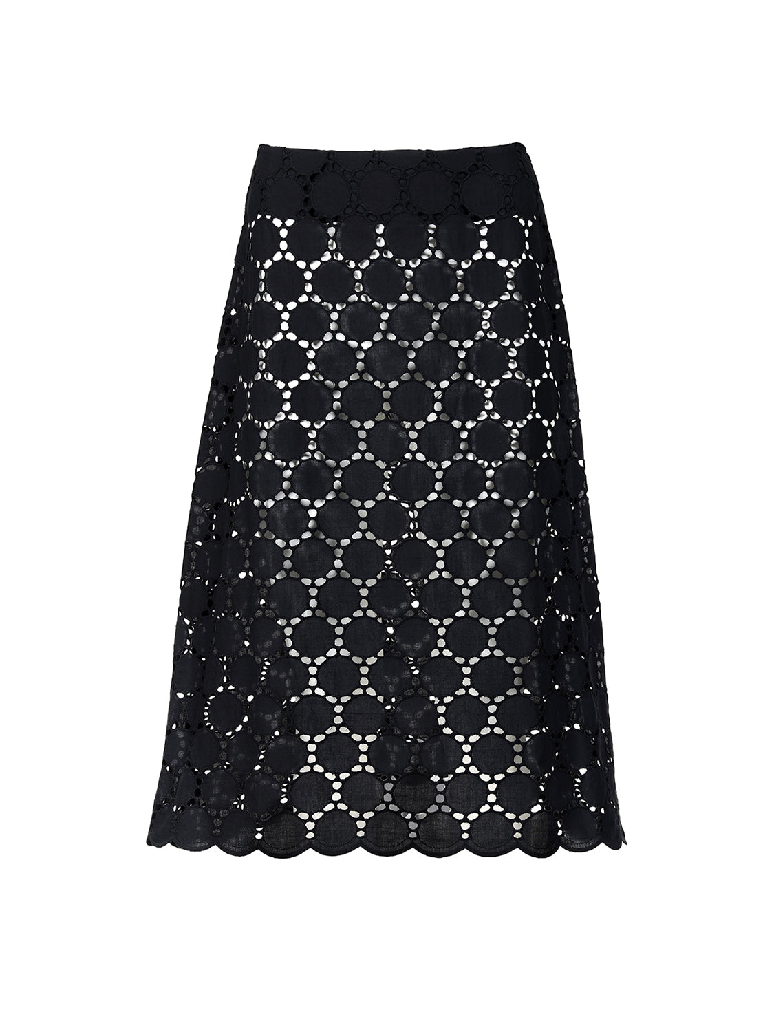 Beatrice Noir cotton lace midi skirt