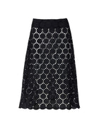 Beatrice Noir cotton lace midi skirt