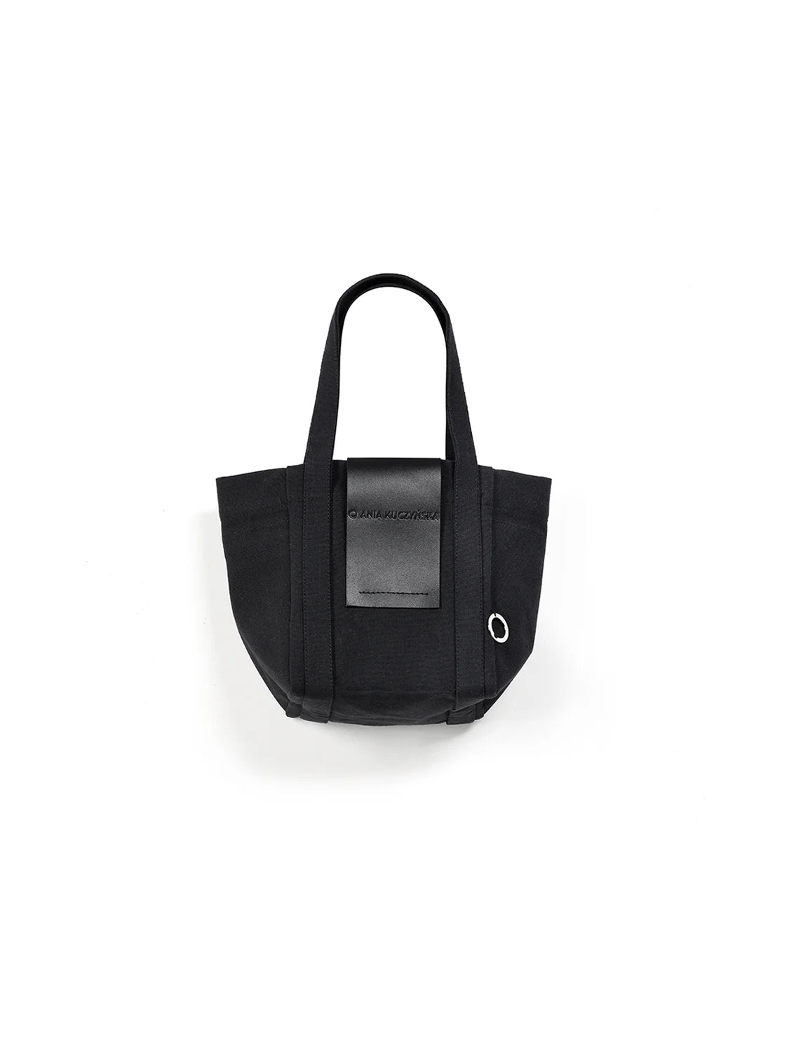 Paris Black cotton bag with hand-embossed logo on leather