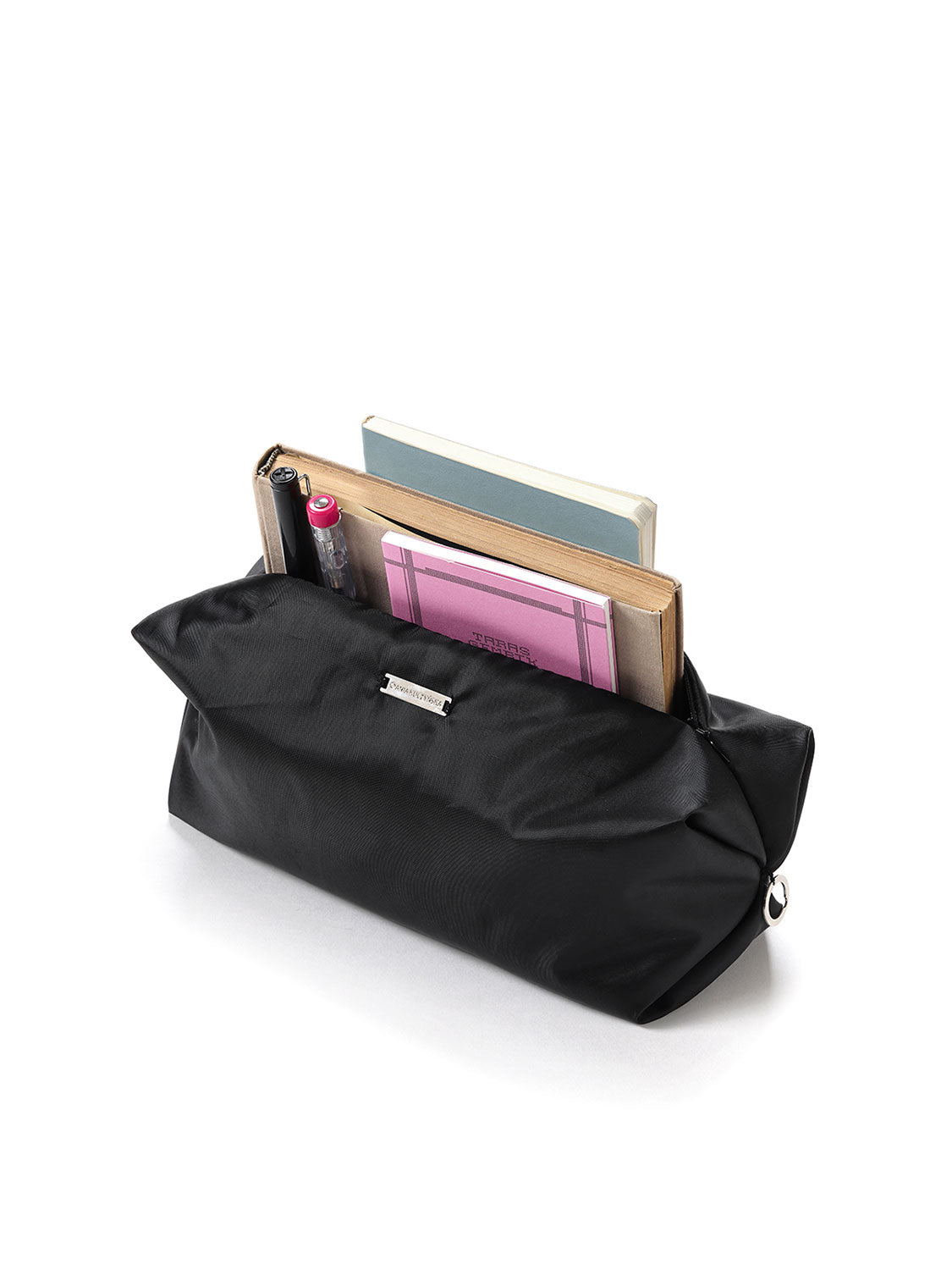 Paris Noir handbag / cosmetic bag with hand-sewn logo