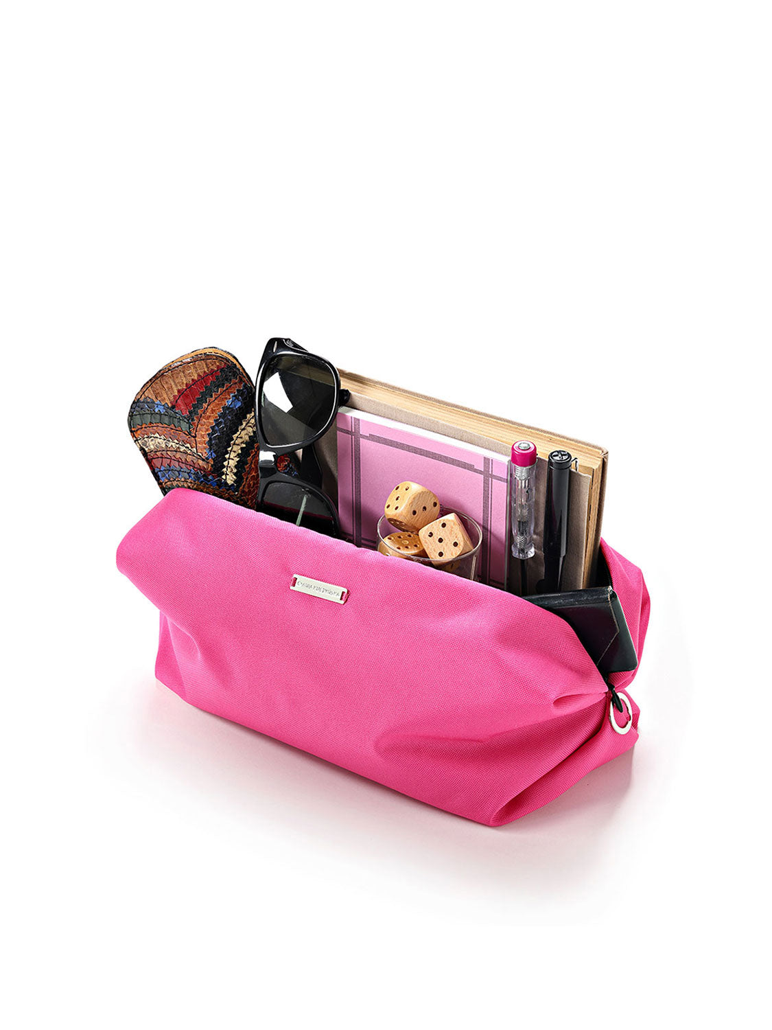 Tokyo Pink Moon bag / cosmetic bag with hand-stitched logo