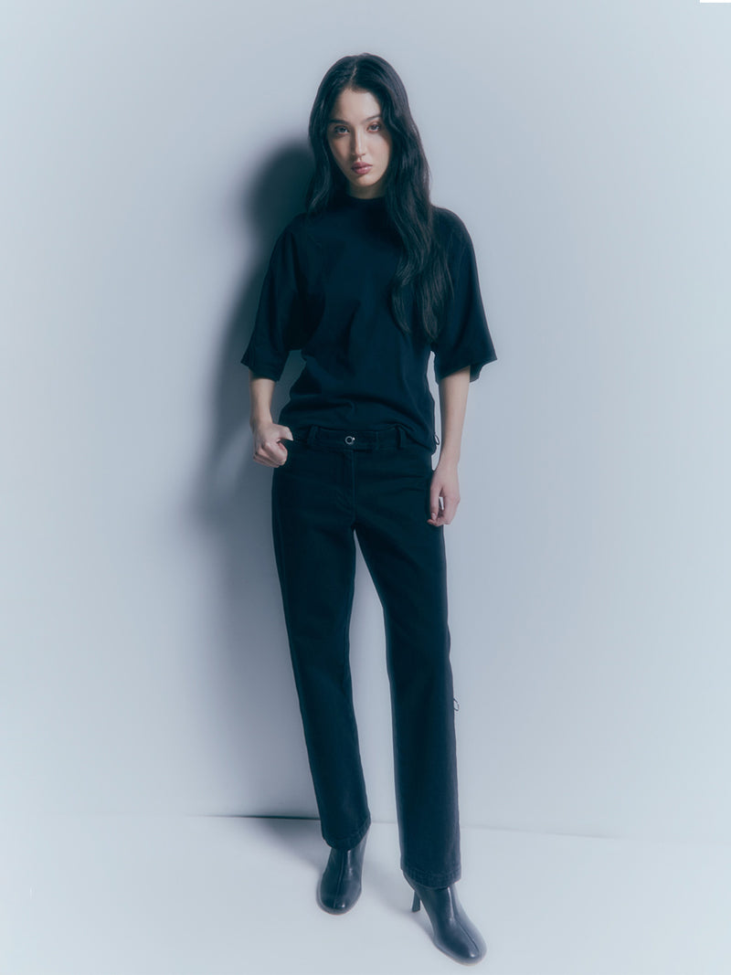 Leo Noir straight leg denim trousers