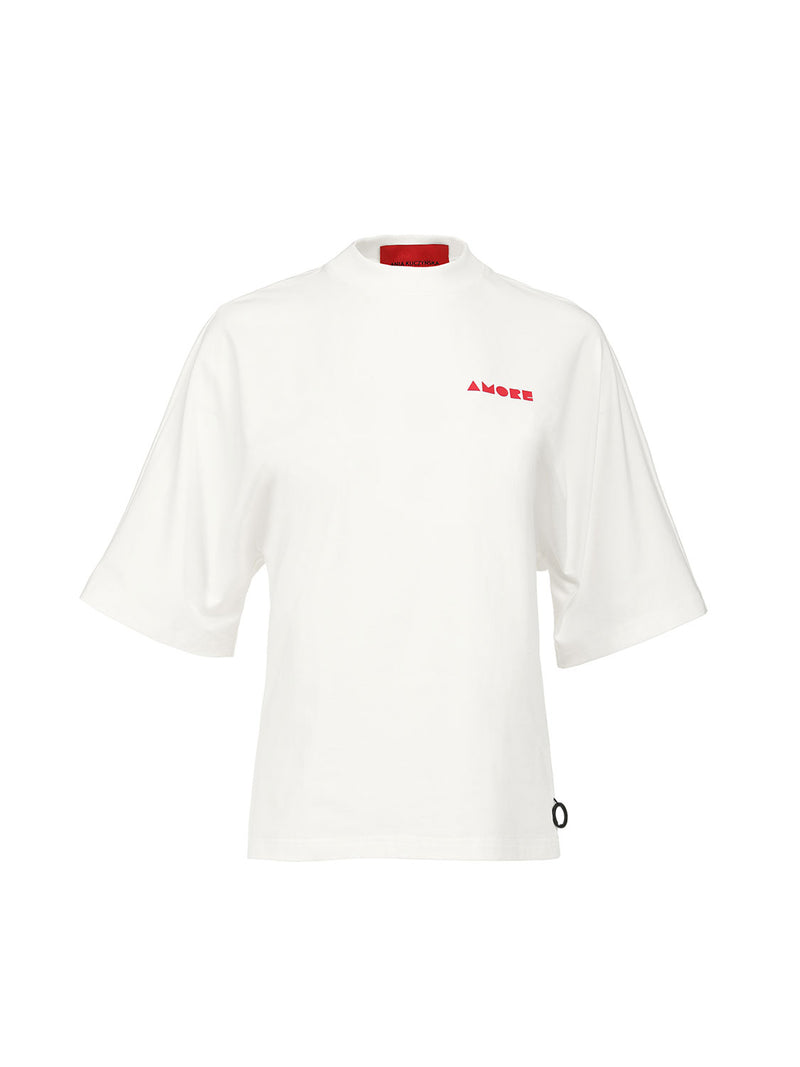 Mia Ivoire [Amore Edition] cotton T-shirt with kimono sleeve