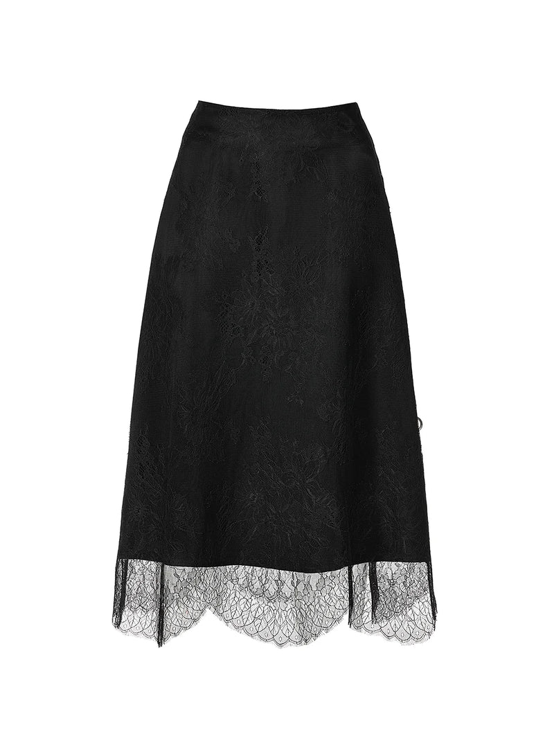 Midnight Black lace skirt with lining